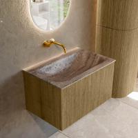 Badmeubel Mondiaz Kurve-Dlux | 70 cm | Meubelkleur Dusk | Wastafelkleur Oza | Solid surface | Wasbak midden spoelbak | Zonder kraangat(en)