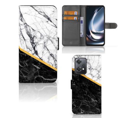 OnePlus Nord CE 2 Lite | Bookcase | Marmer Wit Zwart - Origineel Cadeau Man