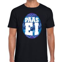 Paasei t-shirt zwart met blauw ei voor heren