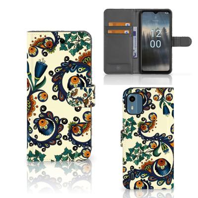 Wallet Case Nokia C12 Barok Flower Wallet Case Nokia C12 Barok Flower