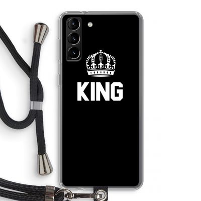 King zwart: Samsung Galaxy S21 Plus Transparant Hoesje met koord
