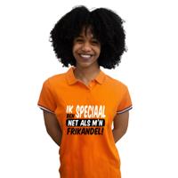Koningsdag verkleed polo - ik ben speciaal - frikandel - oranje - dames Koningsdag verkleed polo - ik ben speciaal - frikandel - oranje - dames
