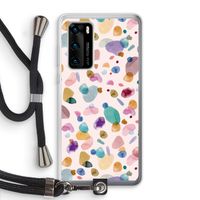 Terrazzo Memphis Pink: Huawei P40 Transparant Hoesje met koord