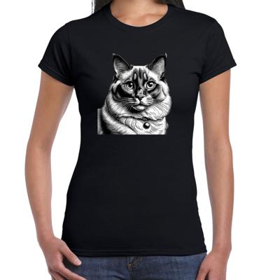 Cadeau/verkleed T-shirt dames - zwart - Ragdoll kat/poes - kattenliefhebber