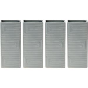 Waterverdamper radiator - 4x - grijs - met relief - kunststeen - 18 cm - luchtbevochtiger