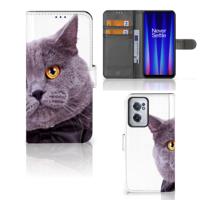 OnePlus Nord CE 2 | Telefoonhoesje | Met pasjeshouder | Kat