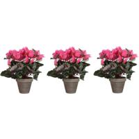 Mica Decorations Kunstplant - Voordeelset van 3x stuks - cyclaam - roze - 30 cm