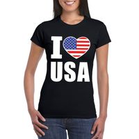 Zwart I love USA - Amerika fan shirt dames