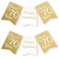 Paperdreams Verjaardag Vlaggenlijn 70 jaar - 2x - Gerecycled karton - wit/goud - 600 cm - Vlaggenlijnen