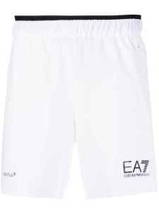 Ea7 Emporio Armani short fendu à logo imprimé - Blanc