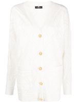 Elisabetta Franchi cardigan à logo embossé - Blanc - thumbnail