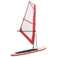 Stand-up paddleboard opblaasbaar met zeilset rood en wit - thumbnail