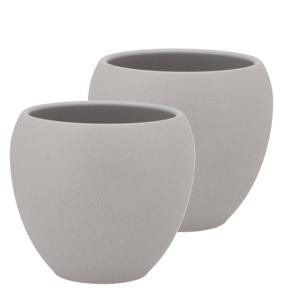 DK Design Bloempot/plantenpot - 2x - Vinci - lichtgrijs mat - voor kamerplant - D15 x H17 cm