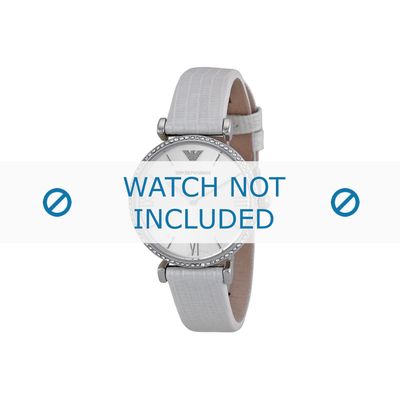 Armani horlogeband AR1680 Leder Wit 14mm