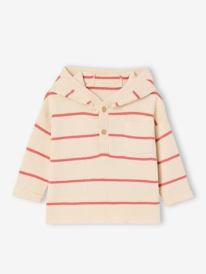 Gestreepte trui met capuchon baby terracottategel