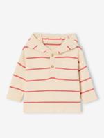Gestreepte trui met capuchon baby terracottategel Gestreepte trui met capuchon baby terracottategel
