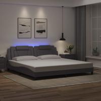 Bedframe met LED-verlichting kunstleer grijs 200x200 cm
