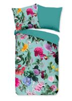 Good Morning Dekbedovertrek "bloemen" - Aqua - (200x200 cm) - Katoen