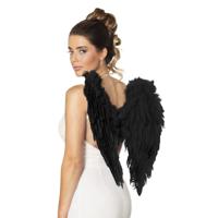 Carnaval/Halloween verkleed engelen vleugels - zwart - 50 cm - dames