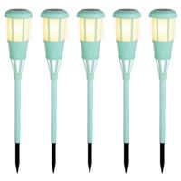 5x stuks solar tuinfakkel/tuinlamp turquoise op zonne-energie 61 cm