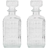 2 Stuks glazen whisky 1000ml - kristal 2x Kristalglas look whiskey fles Whiskykaraf/whiskyfles met structuur in glas