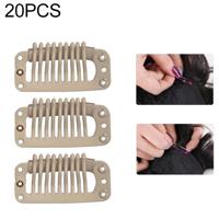 20 stuks 32mm 9-tanden haarverlenging clips snap metalen clips met silicone terug (blond) 20 stuks 32mm 9-tanden haarverlenging clips snap metalen clips met silicone terug (blond)