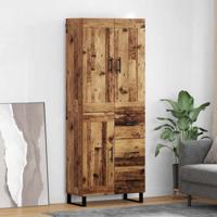 Hoge kast met lade 2 pcs Oud Hout Geengineerd Hout en Glas