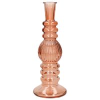 Bloemenvaas Florence - voor kleine stelen/boeketten - zacht oranje glas - ribbel - D8,5 x H23 cm