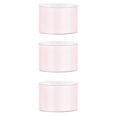 3x Hobby/decoratie poeder roze satijnen sierlinten 5 cm/50 mm x 25 meter