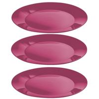 Ontbijtbordjes - 9x st - roze - 21 cm - hard kunststof - dinerborden - camping bordjes