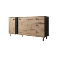 Meubella Dressoir Marcos - Eiken - Antraciet - 165 cm - thumbnail