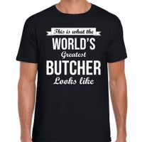 Worlds greatest butcher t-shirt zwart heren - Werelds grootste slager cadeau 2XL  - - thumbnail