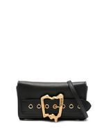 Moschino sac à bandoulière en cuir à logo gravé - Noir
