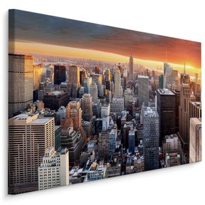 Schilderij - Overzicht over New York , Wanddecoratie , Premium print