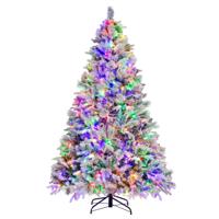 210 cm Kunstkerstboom met Sneeuw & 8 Lichtmodi & 1270 PE PVC Takpunten