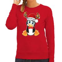 Foute Kersttrui/sweater voor dames - Merry Christmas - rood - kerst pinguin - kerst cadeau