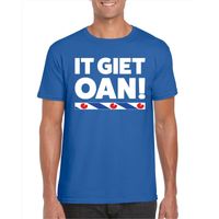Blauw t-shirt Friesland It Giet Oan heren