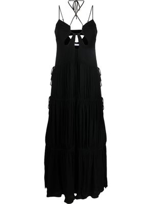 Simkhai robe Lina longue plissée à volants superposés - Noir