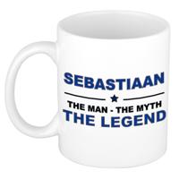 Sebastiaan cadeau mok - man myth legend - naam koffiemok / beker - wit en blauw - 300 ml
