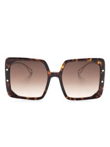 Bvlgari lunettes de soleil carrées à effet écailles de tortue - Marron