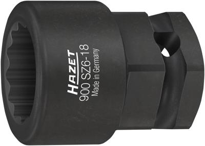 HAZET Krukasdopsleutel 900SZ6-18 · 1/2 inch (12,5 mm) vierkant hol, 24 mm buitenzeskant · Buitentwaalfkant tractieprofiel · SW 18 mm