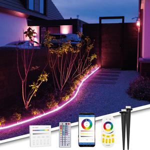 5 meter RGB neon led flex midi recht - complete set neon verlichting met grondspiezen