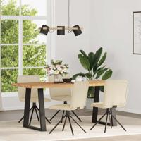 Eetkamerstoelen 4 st stof crèmekleurig