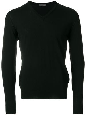 Drumohr pull ajusté à col v - Noir