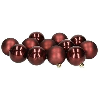 Decoris kerstballen - 12x stuks - mahonie bruin - kunststof - 6 cm