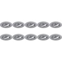 Kantelbare GU10 Inbouwspot Set 10 Stuks - Zilver Aluminium - Ø92mm