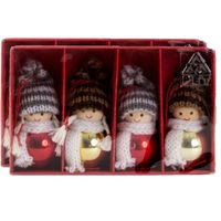 Kersthangers/kerstballen- poppetjes - 8x st- gekleurd - hout -7 cm - thumbnail