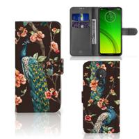 Motorola Moto G7 Power | Telefoonhoesje | Met pasjeshouder | Pauw met Bloemen