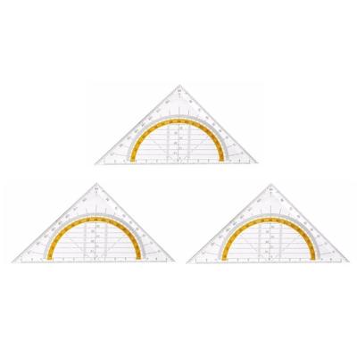 Stylex Geodriehoek - 3x - met liniaal en gradenboog - kunststof - 14 x 9 cm - wiskunde/school