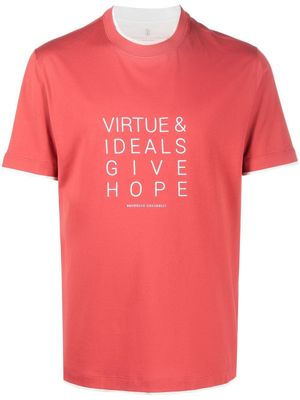 Brunello Cucinelli t-shirt à slogan imprimé - Rouge